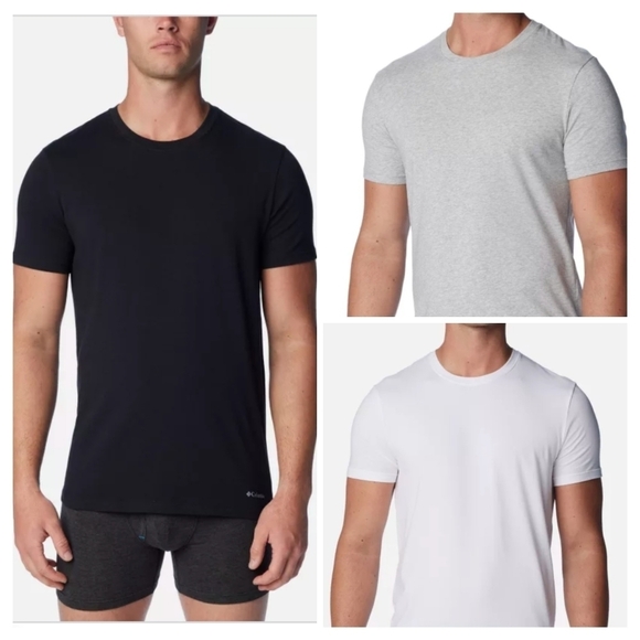 NWT 3pack Columbia t shirt Cotton Stretch Crew Tee, black white & gray Size XL - Picture 3 of 15